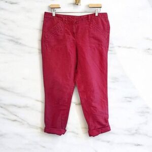 Women's Red Ann Taylor Loft Linen/Cotton Blend Capri Pants-Size‎ 10